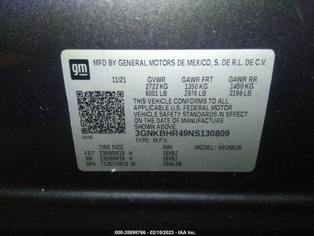 2022 CHEVROLET BLAZER LT VIN: 3GNKBHR49NS130809