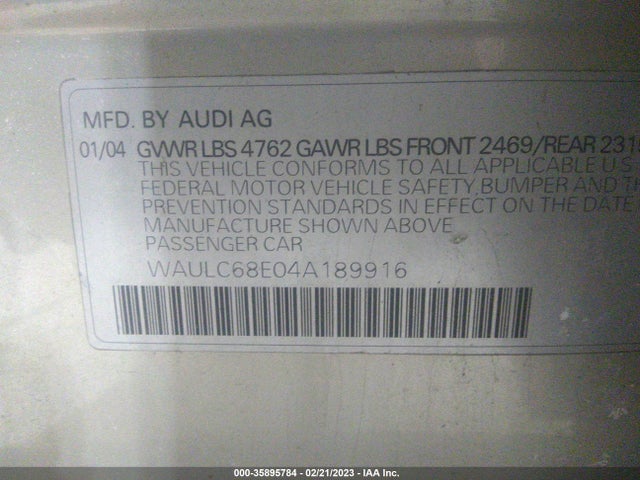 WAULC68E04A189916 Audi A4 1.8T