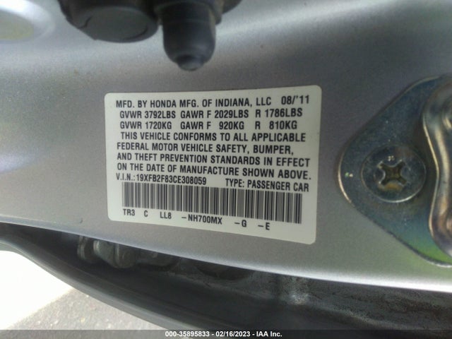 Honda Civic Sdn Ex 2012 19XFB2F83CE308059 Image 9