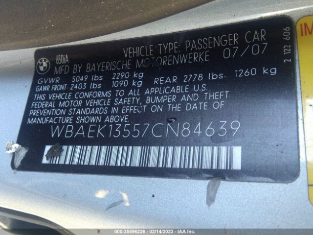 WBAEK13557CN84639 BMW 6 Series 650i