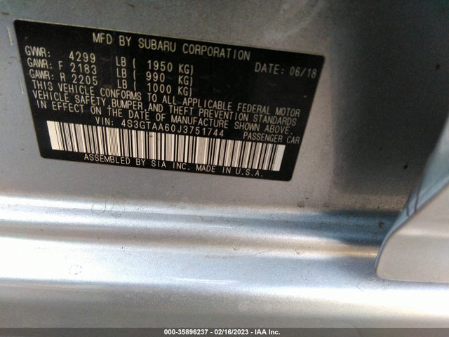 Subaru Impreza 2018 4S3GTAA60J3751744 Image 10