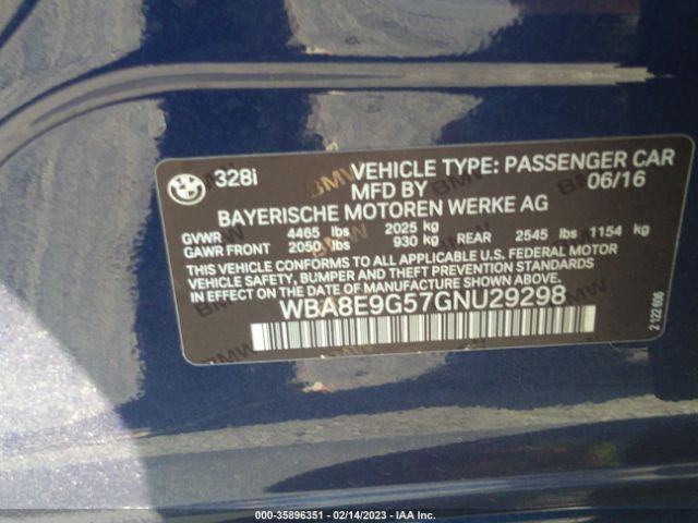 WBA8E9G57GNU29298 BMW 3 Series 328i