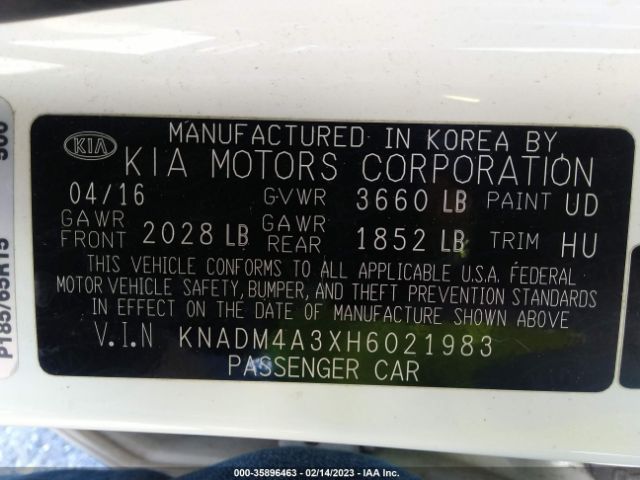 KNADM4A3XH6021983 KIA RIO LX