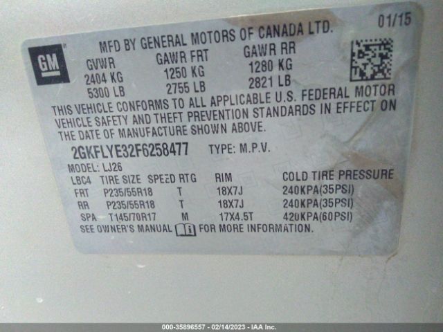 2GKFLYE32F6258477 GMC Terrain Slt
