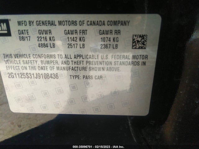 Chevrolet Impala 2018 2G1125S31J9108436 Image 10