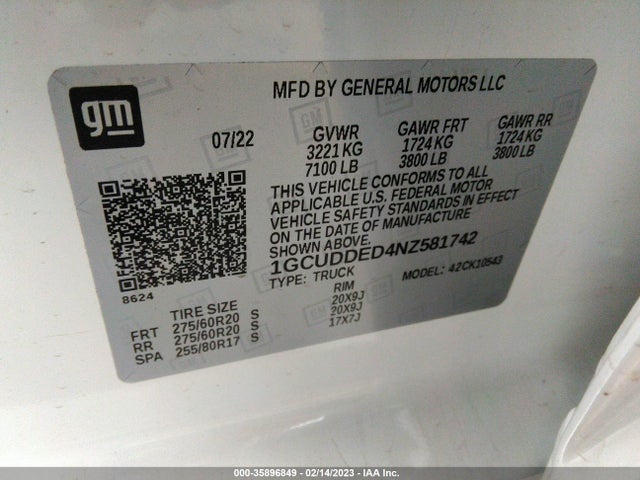 Chevrolet Silverado 1500 Lt 2022 1GCUDDED4NZ581742 Image 9