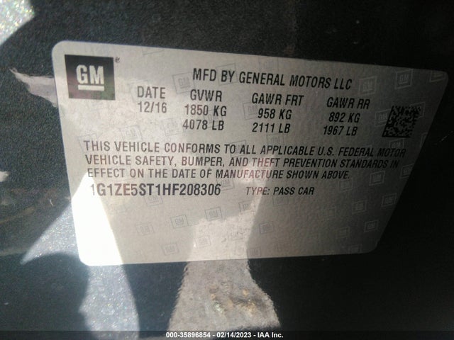 Chevrolet MALIBU LT 2017 1G1ZE5ST1HF208306 Image 9