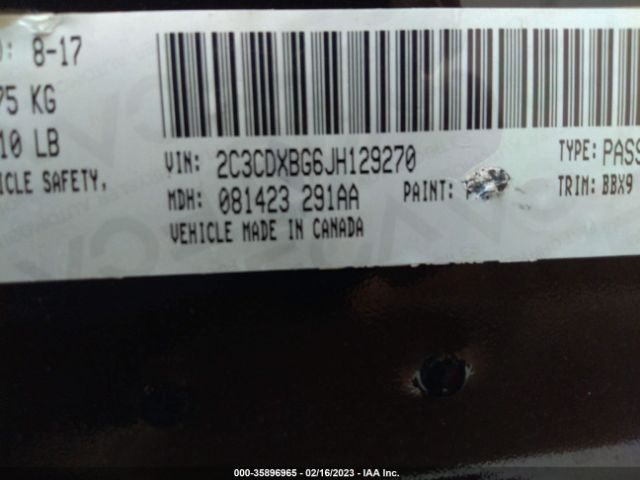 2C3CDXBG6JH129270 Dodge Charger Sxt