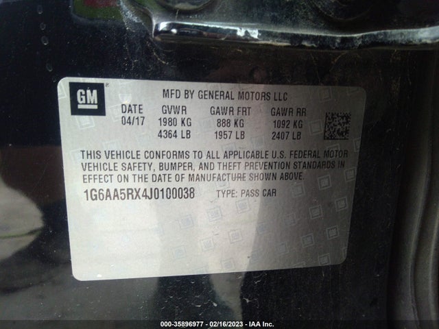 1G6AA5RX4J0100038 Cadillac Ats Sedan Rwd
