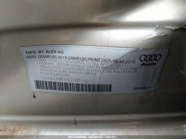 WAULC68E54A100762 Audi A4 1.8T