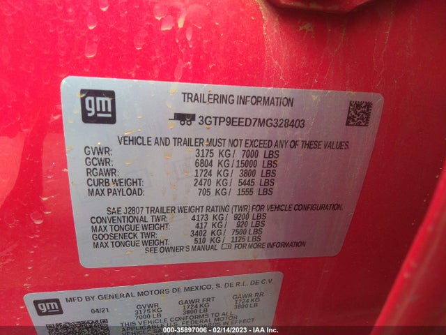 GMC Sierra 1500 At4 2021 3GTP9EED7MG328403 Image 9
