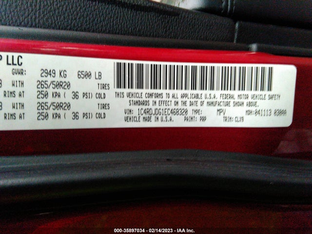 Dodge DURANGO LIMITED 2014 1C4RDJDG1EC468320 Image 10