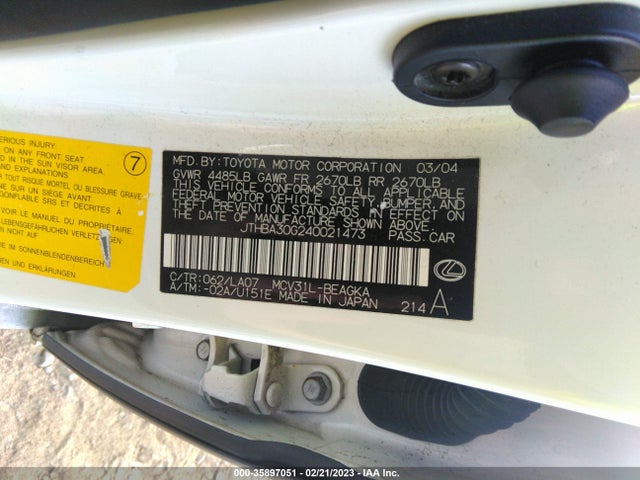Lexus ES 330 2004 JTHBA30G240021473 Image 11
