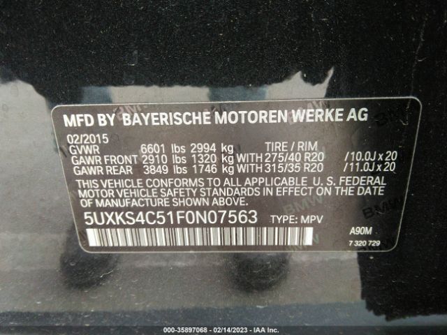5UXKS4C51F0N07563 BMW X5 Xdrive35d