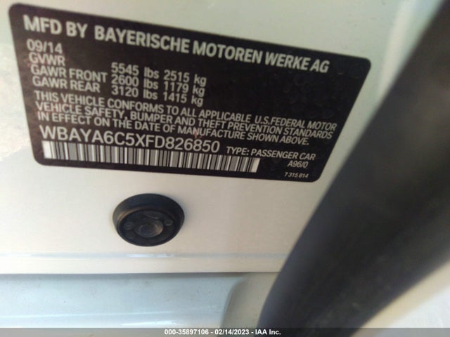 2015 BMW 7 Series, VIN: WBAYA6C5XFD826850