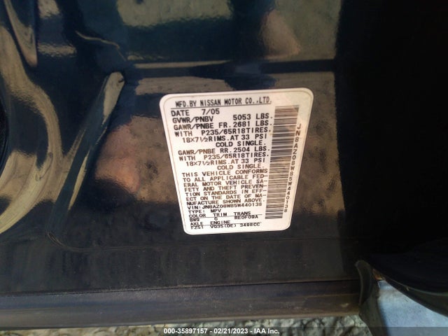 2005 NISSAN MURANO SL VIN: JN8AZ08W85W440138