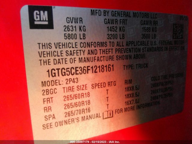 1GTG5CE36F1218161 GMC Canyon 2wd Slt