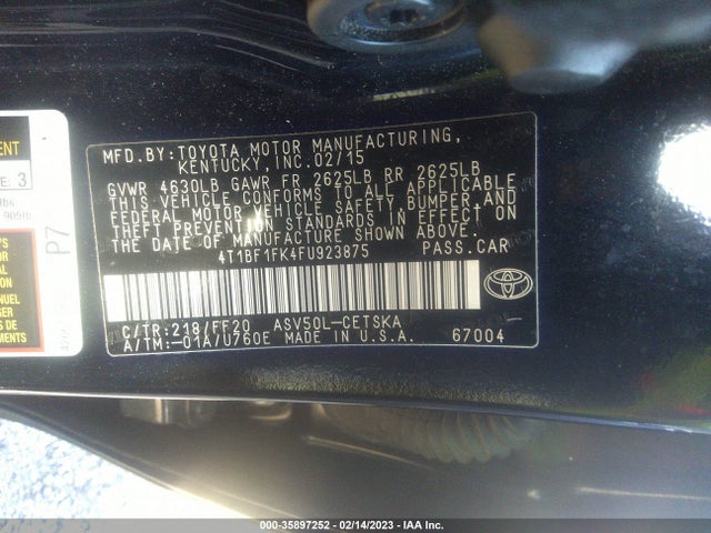 2015 Toyota Camry, VIN: 4T1BF1FK4FU923875