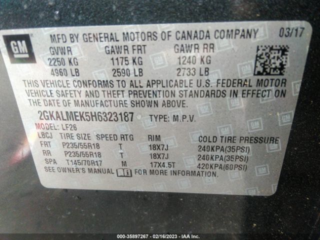 2GKALMEK5H6323187 GMC Terrain Sle