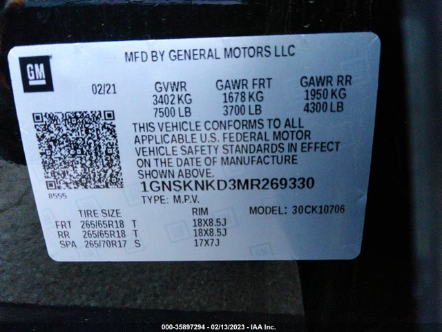 Chevrolet Tahoe Lt 2021 1GNSKNKD3MR269330 Image 9