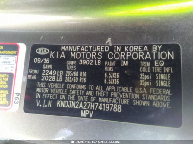 KNDJN2A27H7419788 KIA Soul Base