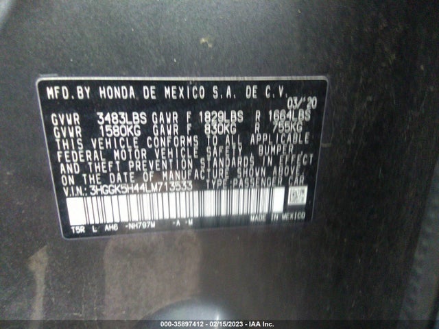 2020 Honda Fit, VIN: 3HGGK5H44LM713533