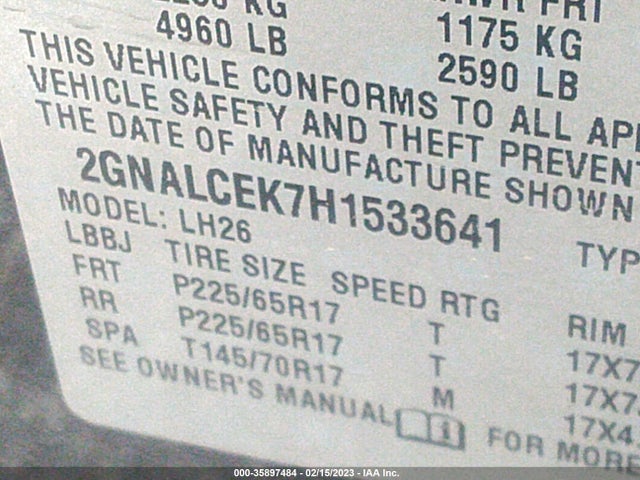 Chevrolet EQUINOX LT 2017 2GNALCEK7H1533641 Image 9