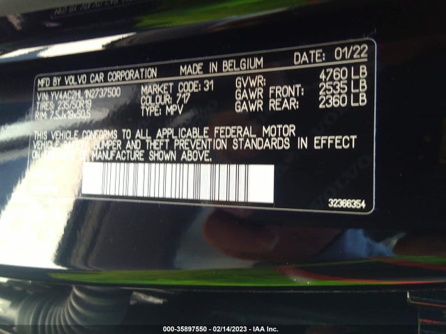 2022 Volvo XC40, VIN: YV4AC2HL1N2737500