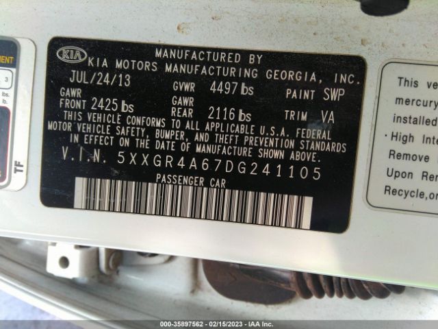 5XXGR4A67DG241105 KIA OPTIMA SX