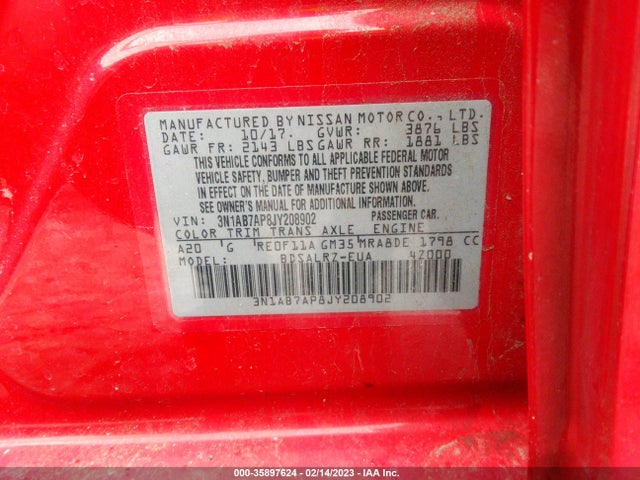 Nissan SENTRA SR 2018 3N1AB7AP8JY208902 Image 10