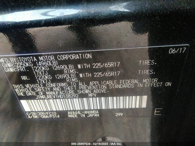 2017 Toyota RAV4, VIN: JTMRJREV1HD138292