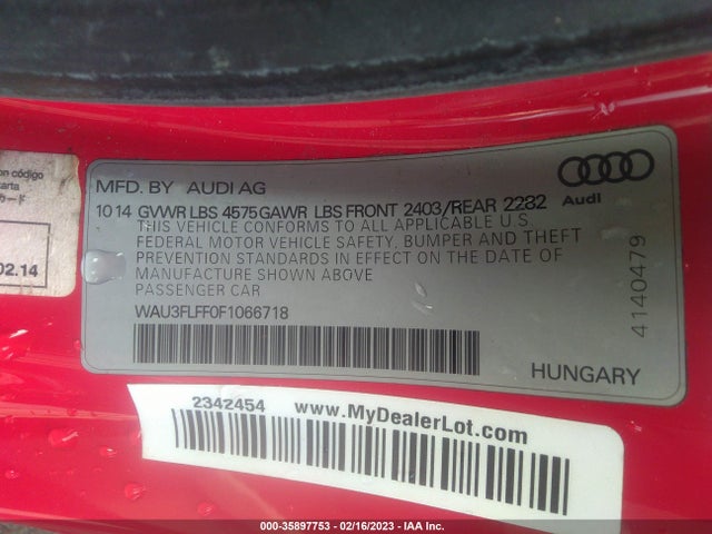 WAU3FLFF0F1066718 Audi A3 2.0t Premium Plus