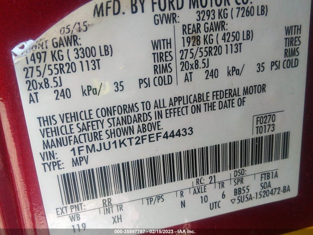 2015 Ford Expedition, VIN: 1FMJU1KT2FEF44433