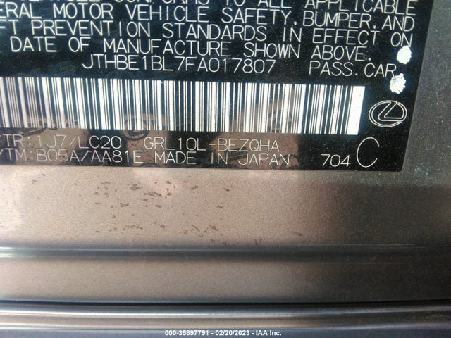 2015 Lexus GS, VIN: JTHBE1BL7FA017807