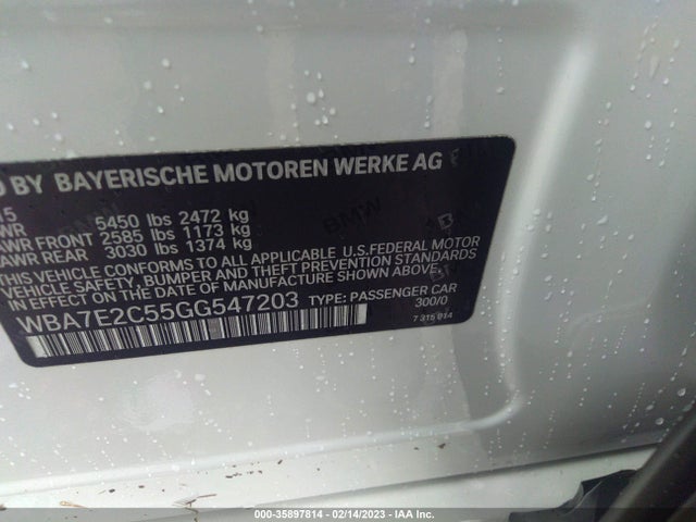 BMW 7 Series 740i 2016 WBA7E2C55GG547203 Image 9