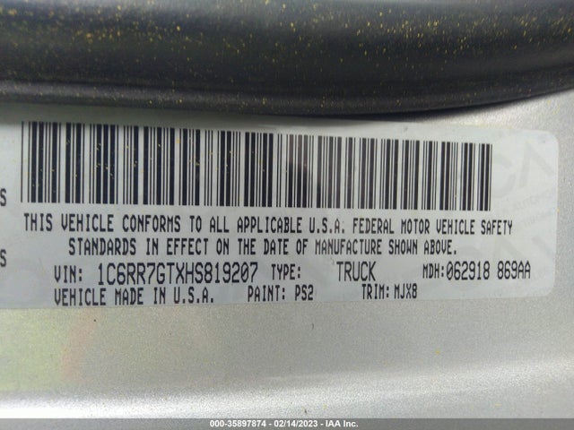 1C6RR7GTXHS819207 RAM 1500 Big Horn