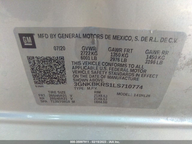 Chevrolet BLAZER RS 2020 3GNKBKRS1LS710774 Image 9