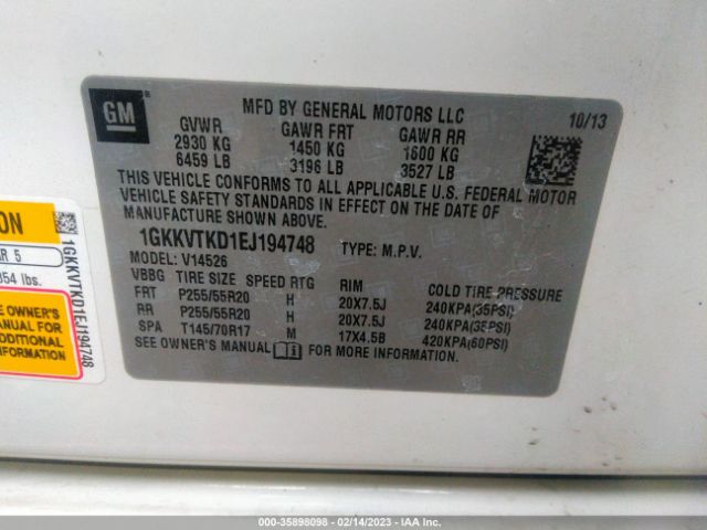 1GKKVTKD1EJ194748 GMC Acadia Denali
