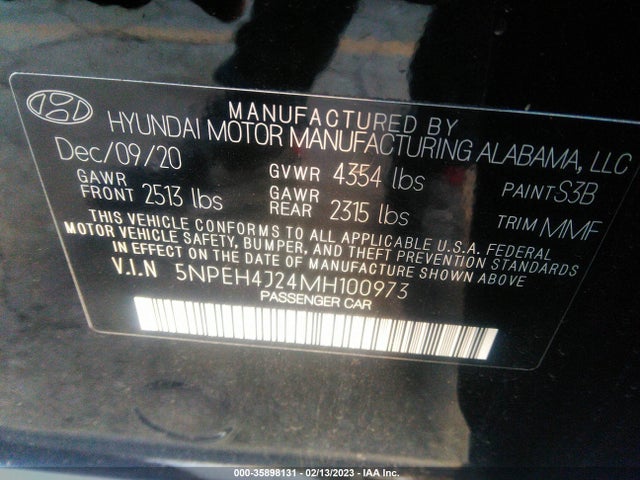 Hyundai Sonata Limited 2021 5NPEH4J24MH100973 Image 9