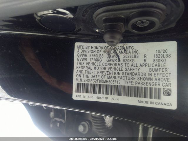 2HGFC2F8XMH505718 Honda Civic Sport