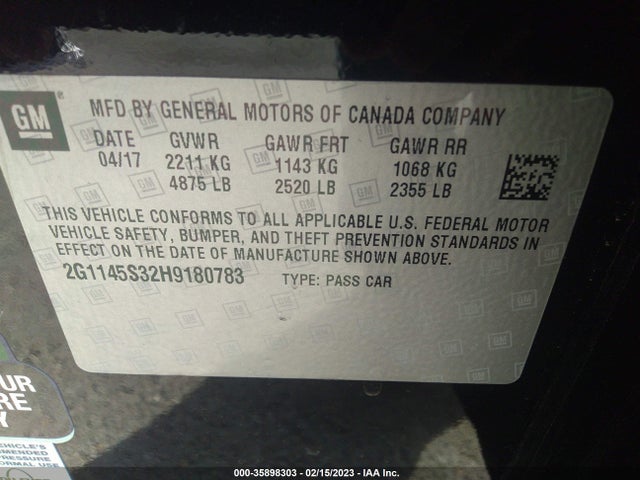 Chevrolet Impala Premier 2017 2G1145S32H9180783 Image 9