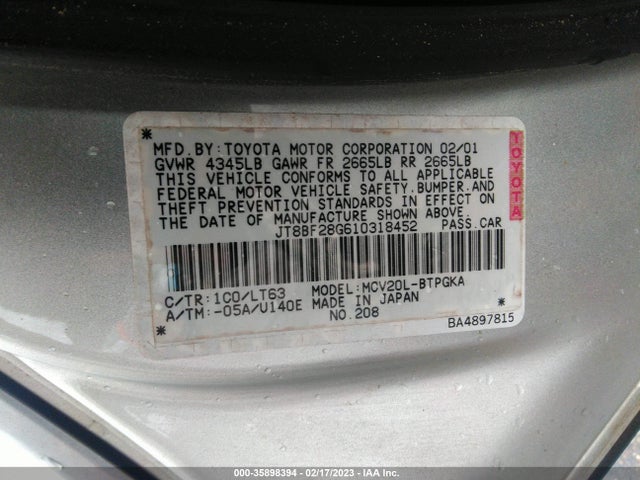 Lexus ES 300 2001 JT8BF28G610318452 Image 10