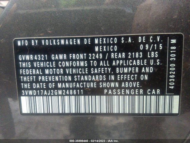 3VWD17AJ2GM248611 Volkswagen Jetta Sedan 1.8t Sport