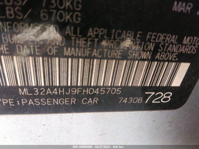 ML32A4HJ9FH045705 Mitsubishi Mirage Es/rf