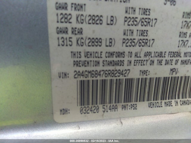 Chrysler Pacifica Touring 2006 2A4GM68476R829427 Image 10