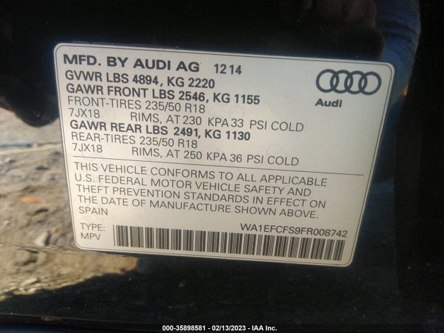 WA1EFCFS9FR008742 Audi Q3 2.0t Premium Plus
