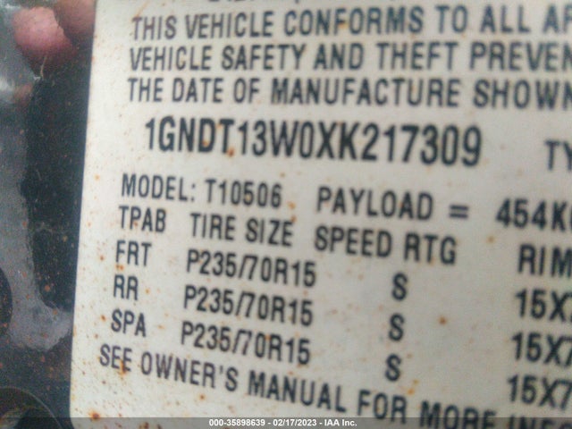 Chevrolet Blazer Lt 1999 1GNDT13W0XK217309 Image 10