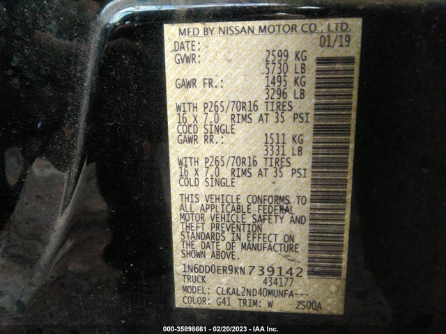 Nissan Frontier Sv 2019 1N6DD0ER9KN739142 Image 11