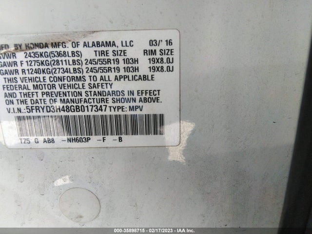 Acura Mdx W/tech/w/tech 2016 5FRYD3H48GB017347 Image 9