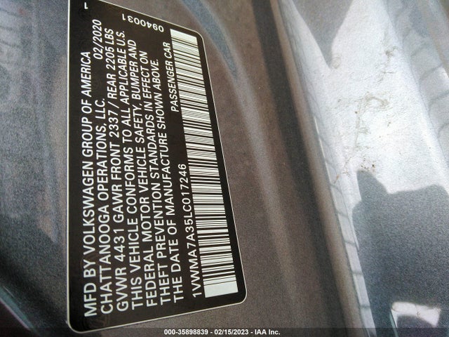 1VWMA7A35LC017246 Volkswagen Passat 2.0t R-line